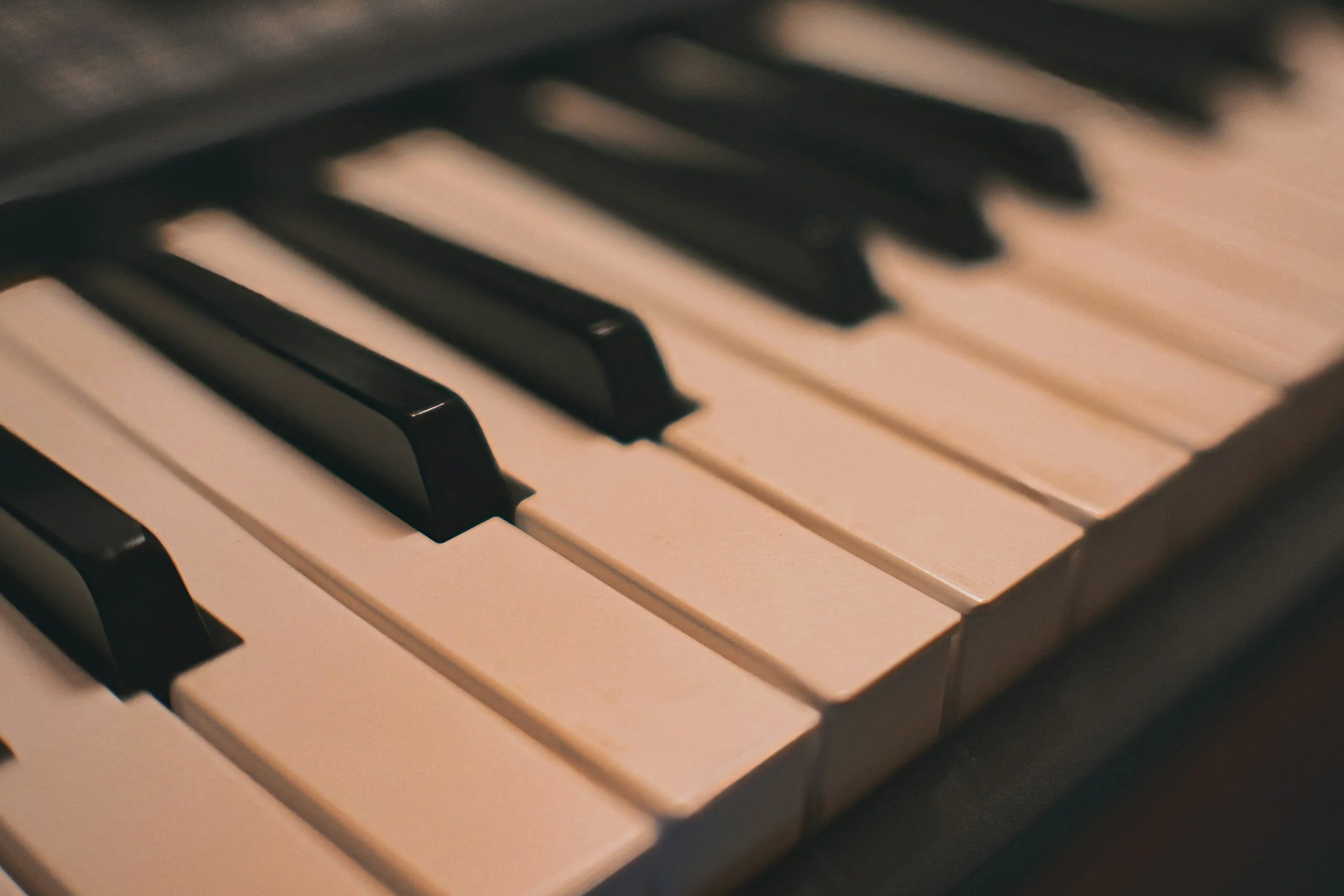 Close view of piano keys