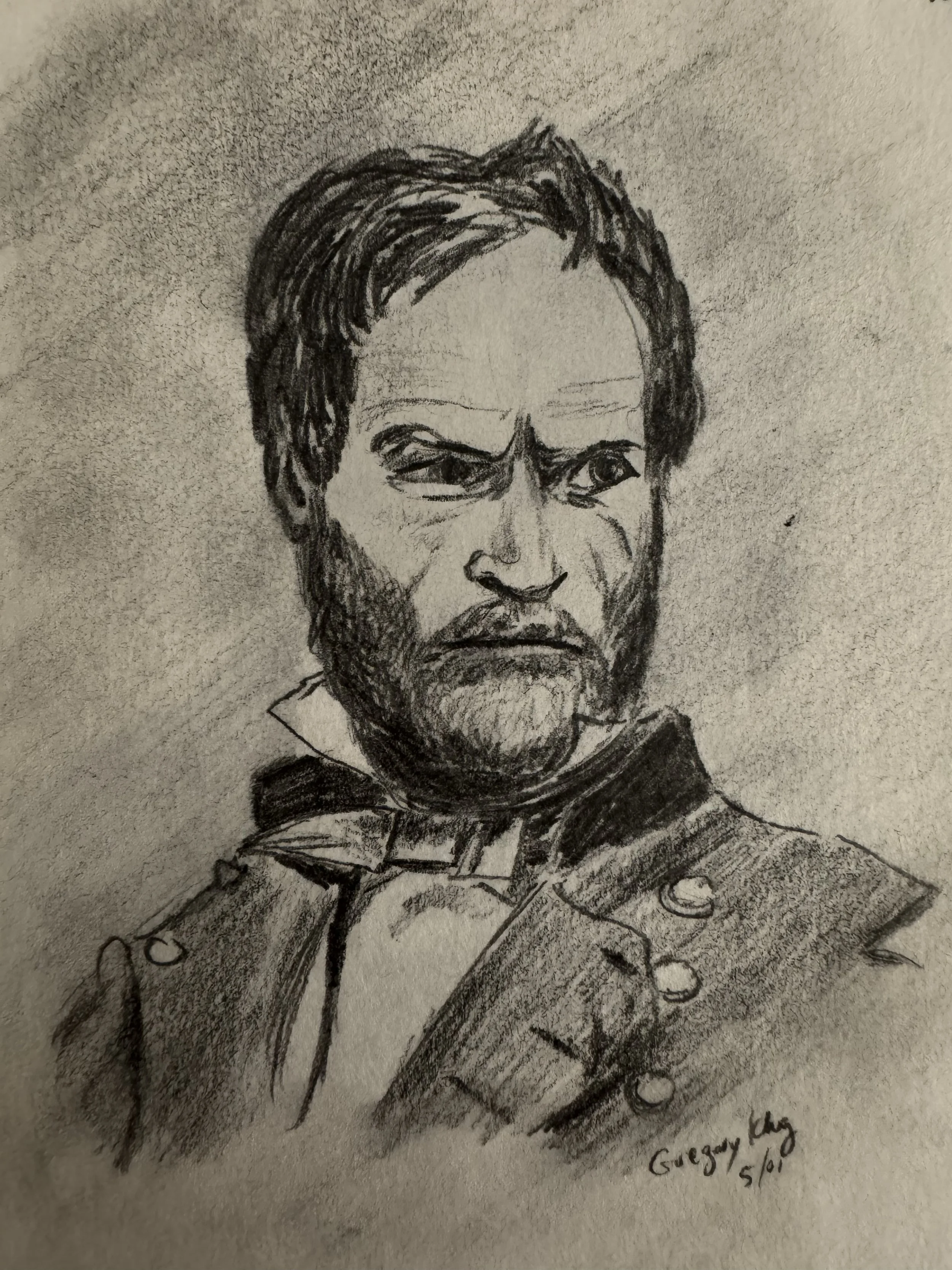 2001.05. Gen. W.T. Sherman. Graphite. 7x9._4 -
© Gregory Klug. All artwork is protected by copyright and may not be used, copied, or reproduced without written permission.
