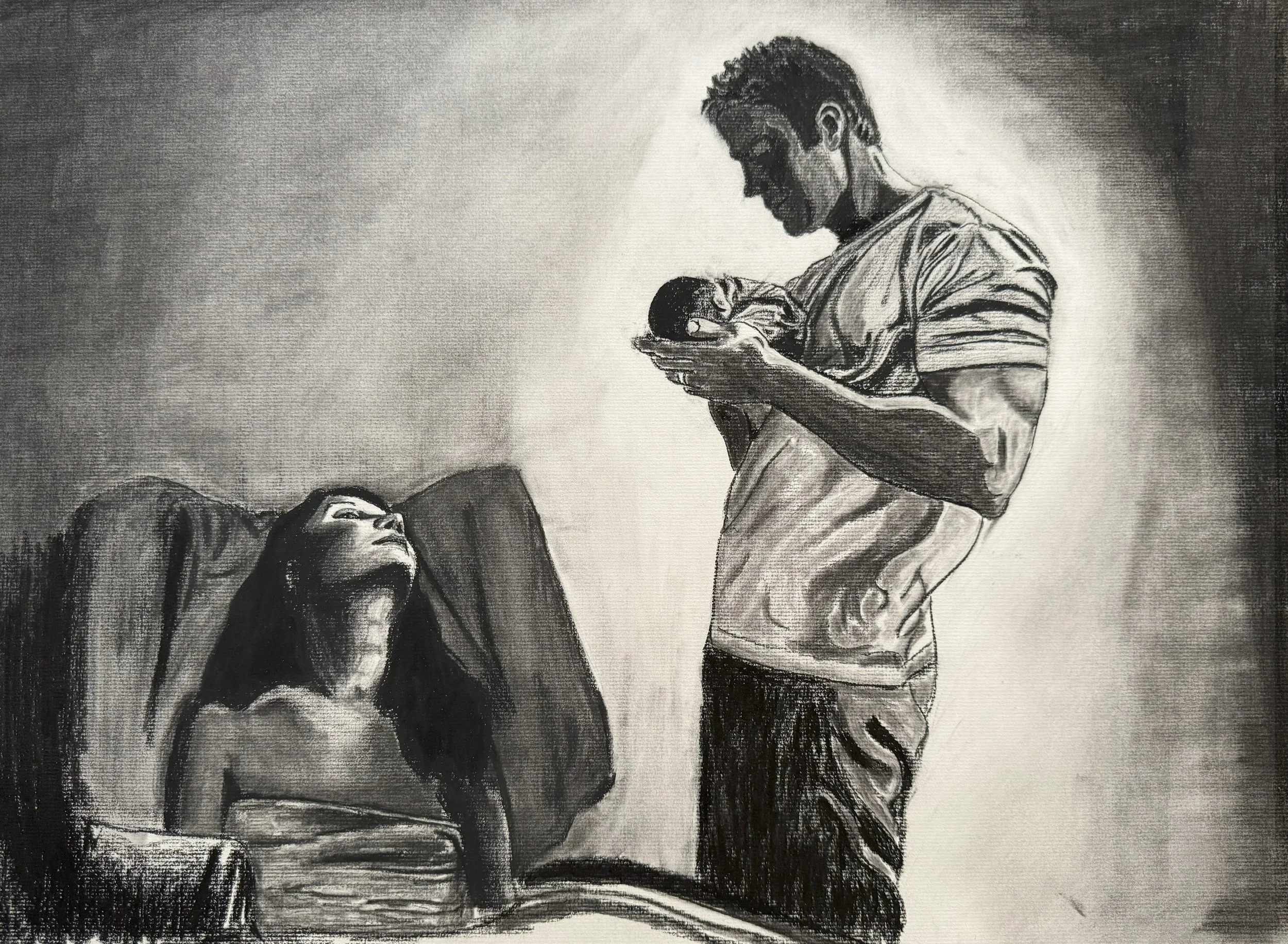 2016. Ariel is Born. Charcoal. 18x24 -
© Gregory Klug. All artwork is protected by copyright and may not be used, copied, or reproduced without written permission.