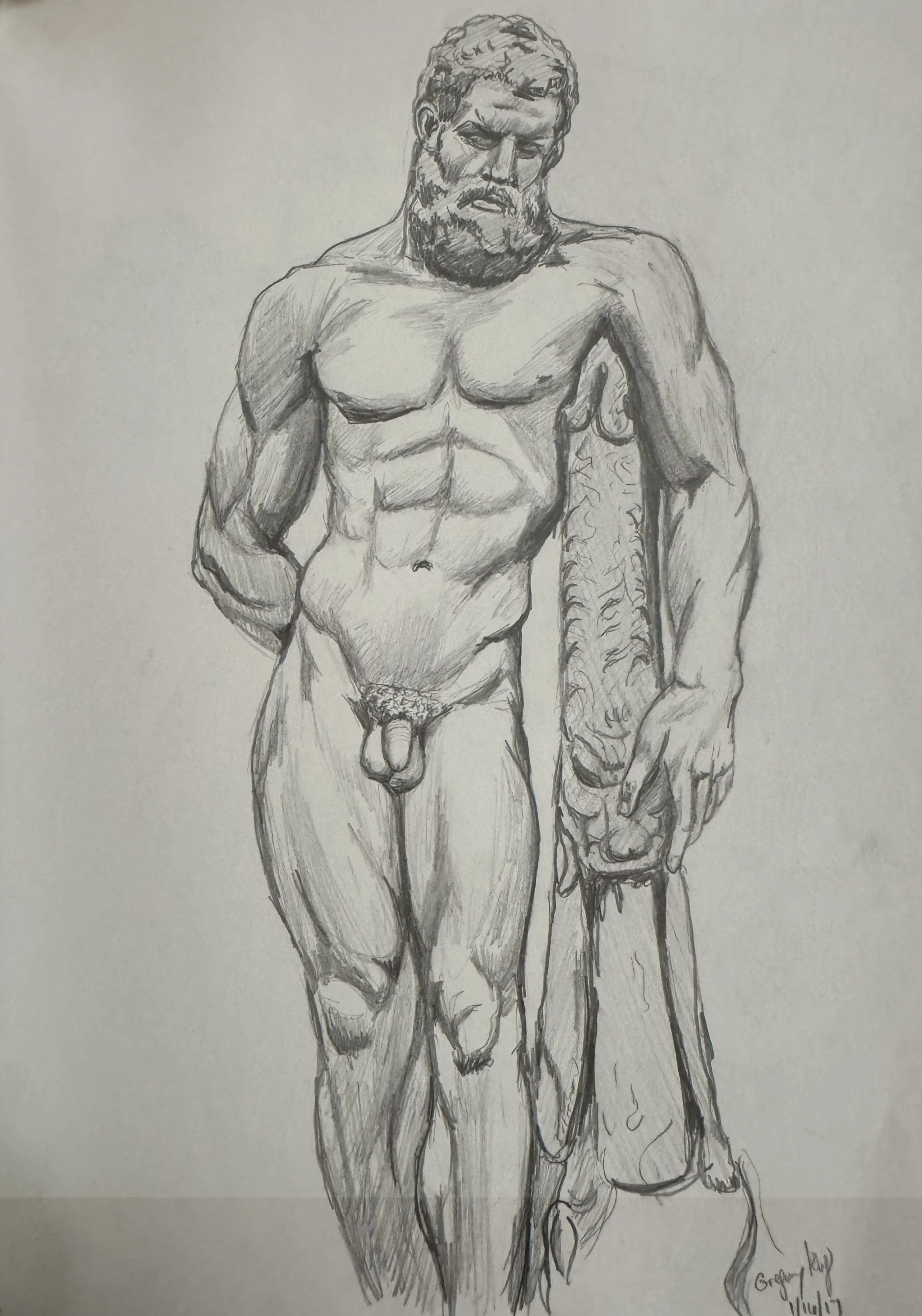 2017.01.16. Farmese Hercules. Graphite. 8.5x11 -
© Gregory Klug. All artwork is protected by copyright and may not be used, copied, or reproduced without written permission.