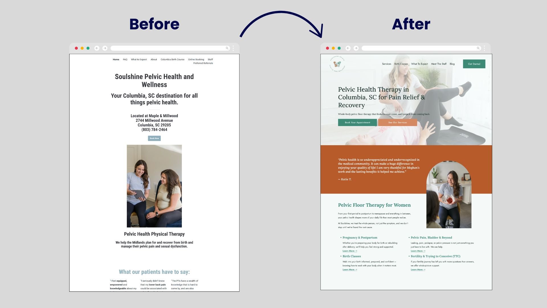 pelvic floor therapy website before and after