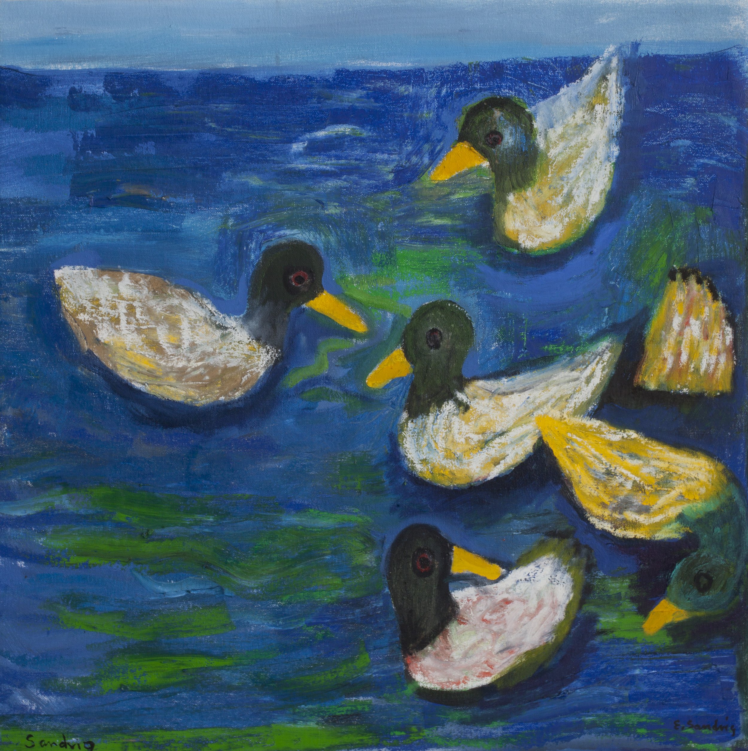 Ducks at Greenlake, 2009
Oil on canvas
24 5/8 x 24 5/8"