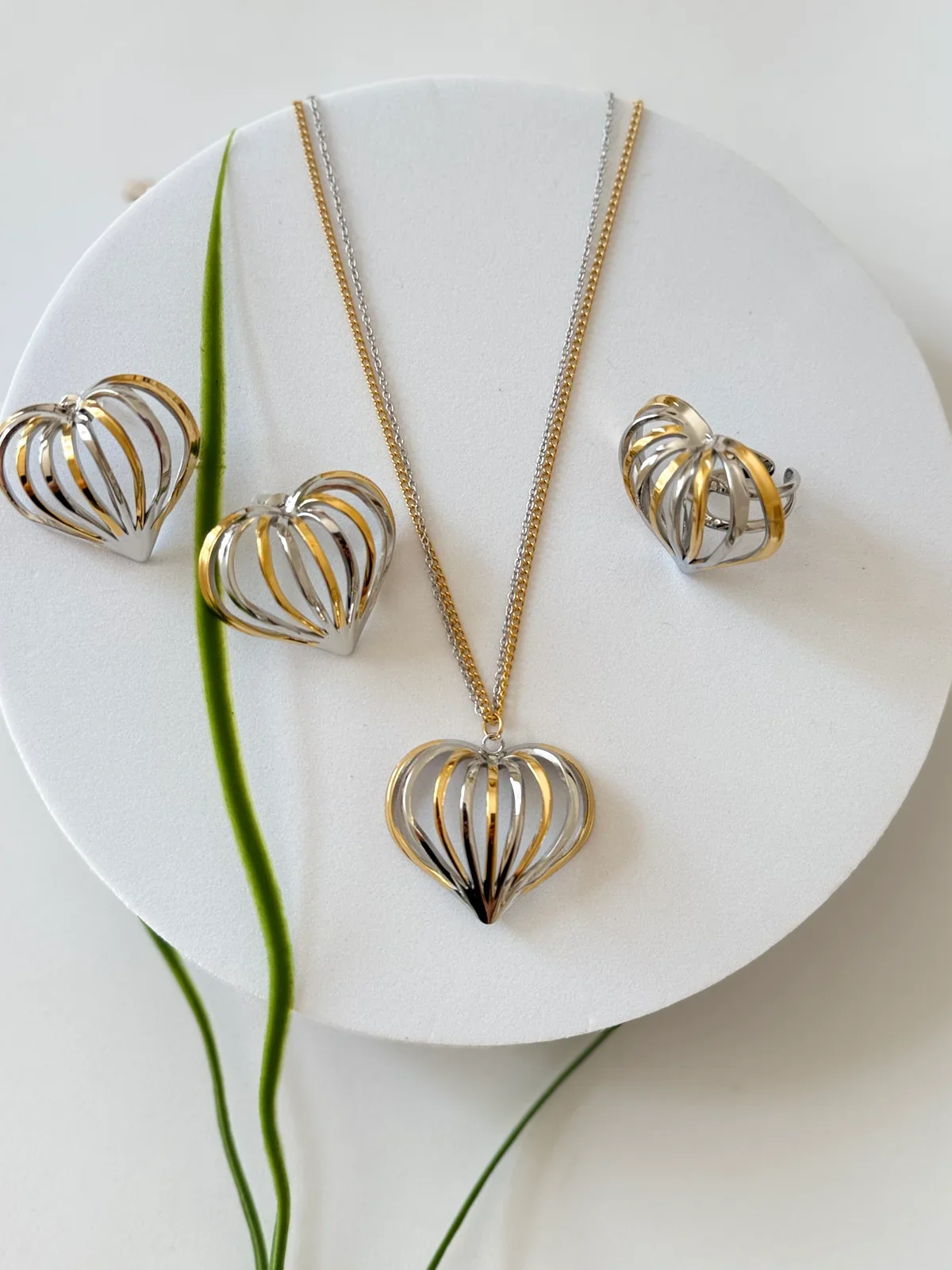 Heart | ልቤ Necklace, Earrings & Ring Set