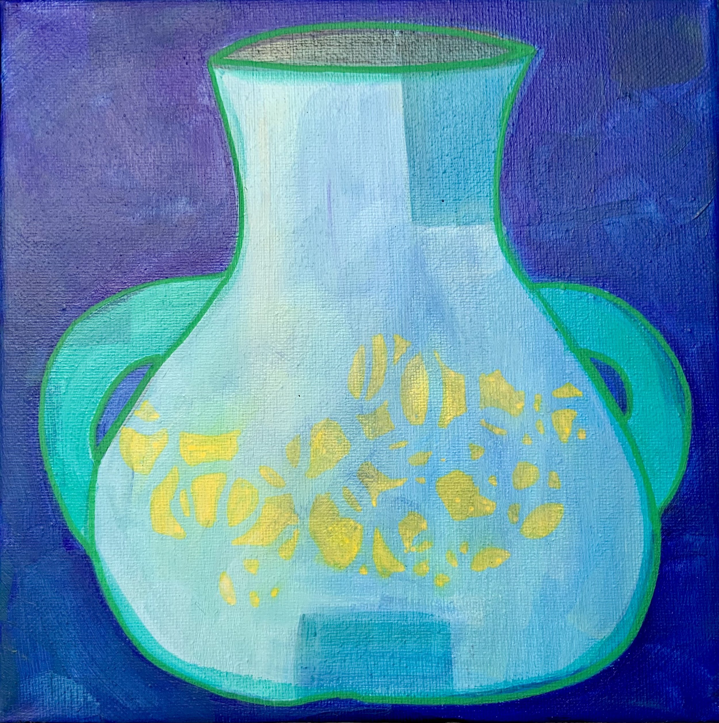 Blue Vase with Golden Accents