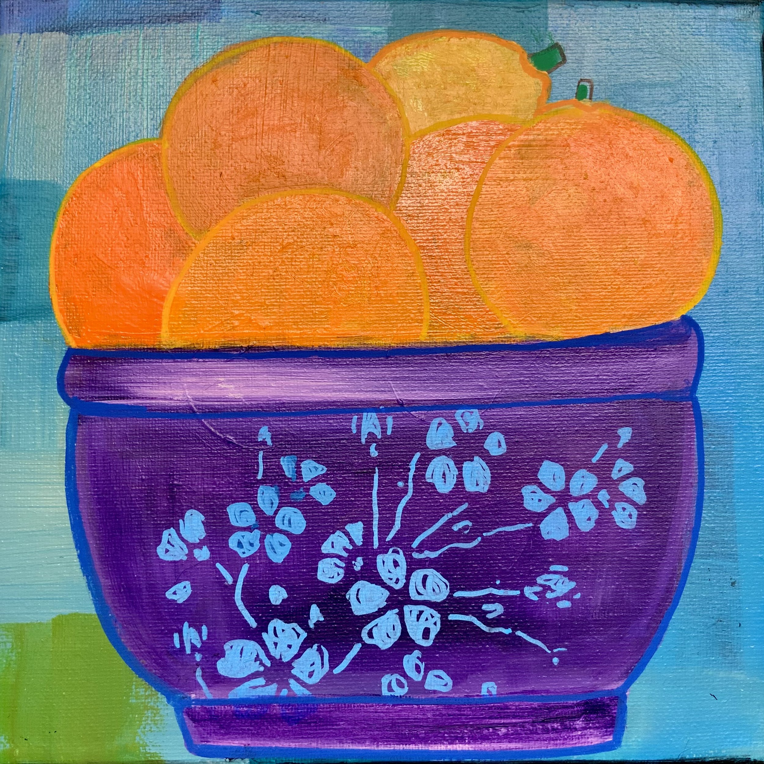 Purple Bowl with Fruit