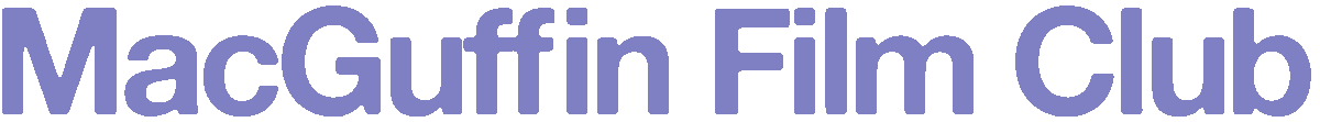Logo for MacGuffin Film Club in purple text.
