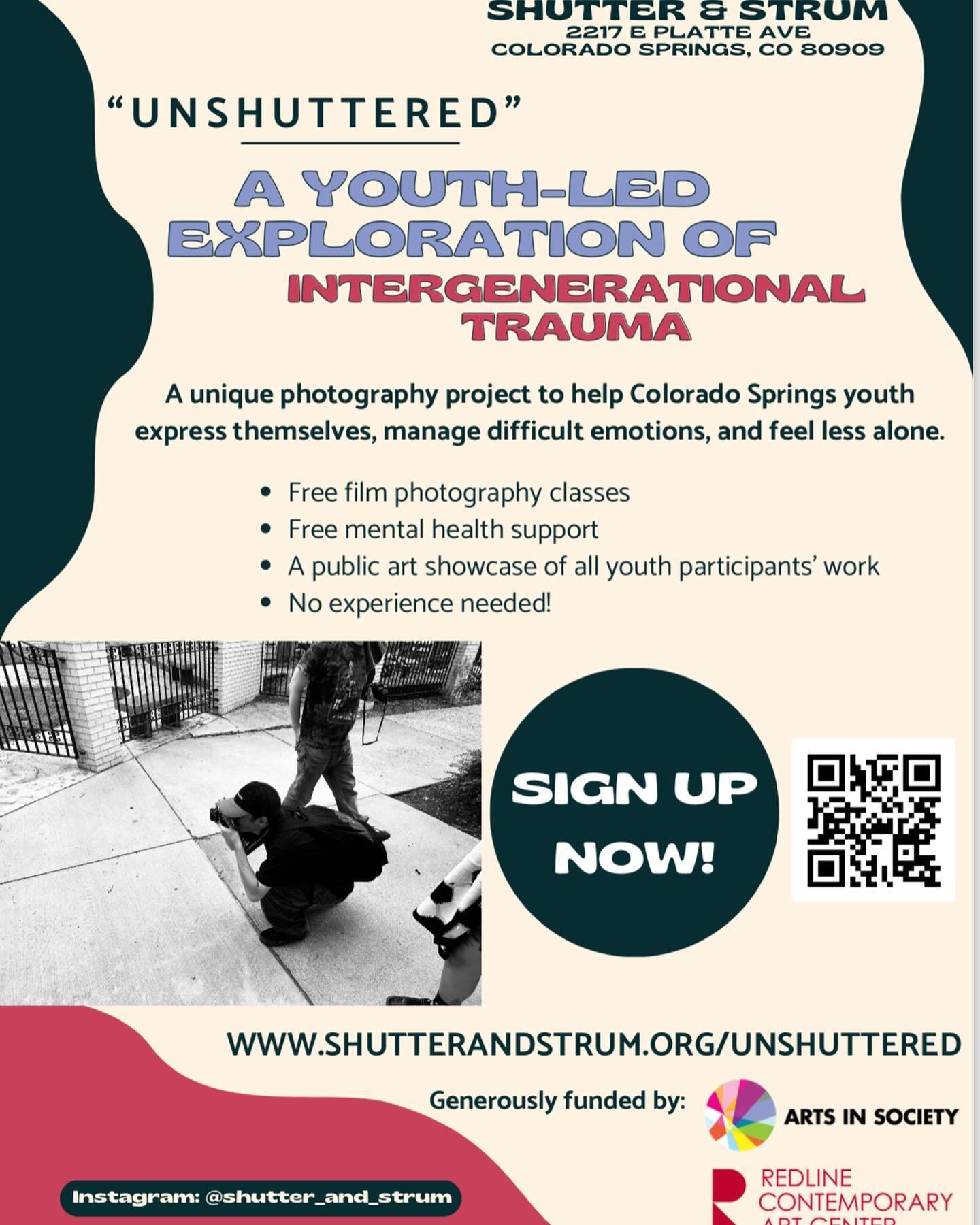 We are stoked to offer this summer youth photography program ! Generously funded by @redlinedenver .
Sign up on our website 

An intergenerational trauma youth photography workshop is a specialized program designed to address and explore the impact o