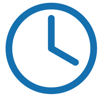 Blue clock showing the time as 3:00.