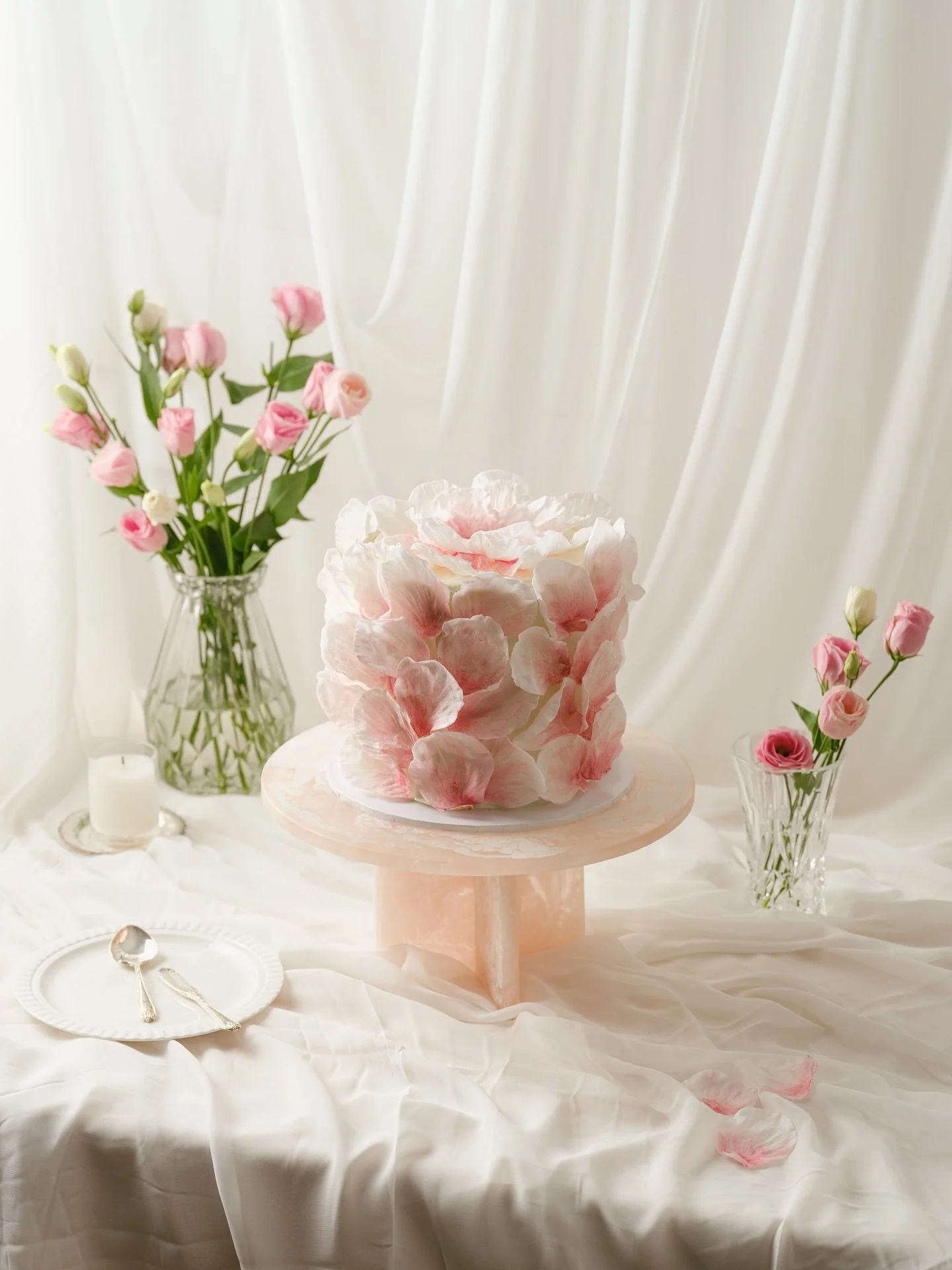 Countless wafer paper petals, each hand cut, pressed, shaped and coloured to create a cake that is true to the vision of Floraison 🌷

A new favourite, an intense labour of love, and a design I&rsquo;m hoping to do variations of in the future. 

(I c