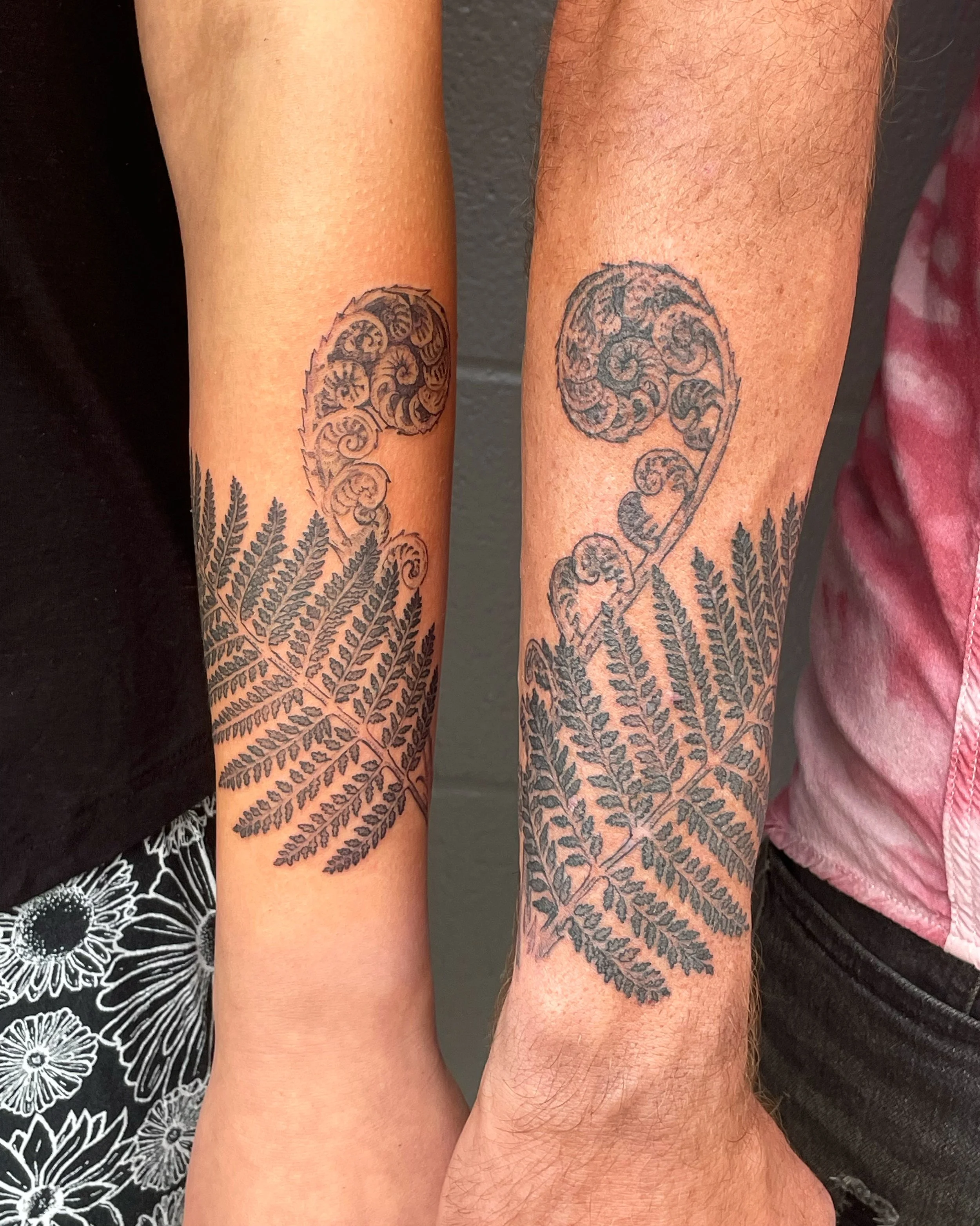 Couple's Tattoos Heart Ferns