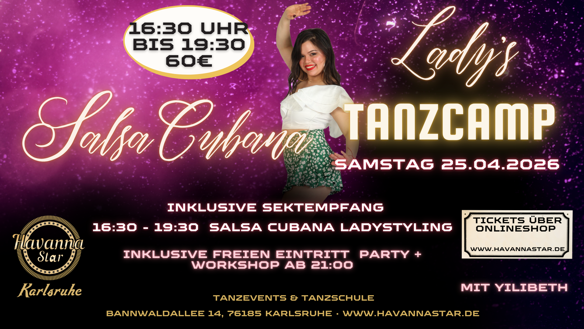 Lady´s  Salsa Cubana Power Bootcamp - 25.04.2026 16:30 bis 19:30 inklusive Sektempfang