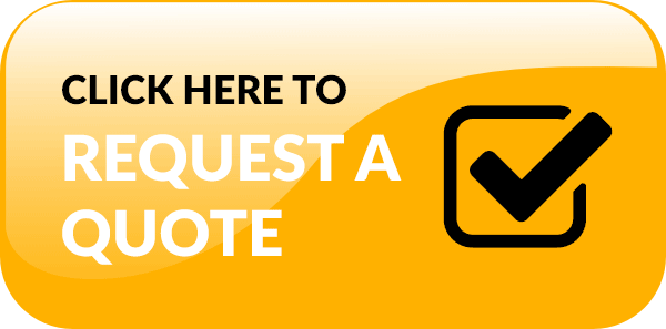 A bright orange button with rounded corners that says "Click here to request a quote" in bold black and white text, next to a black checkmark inside a black square.