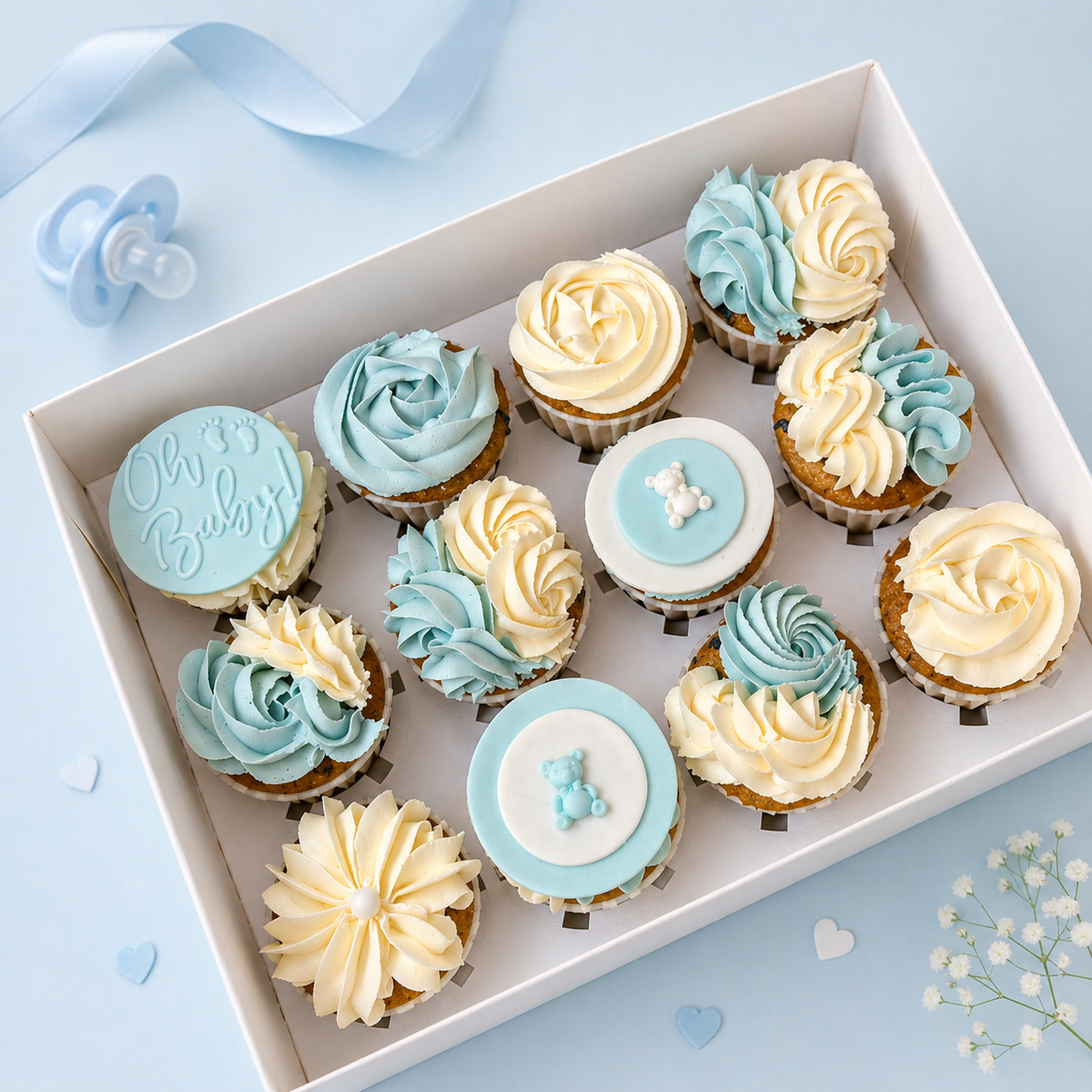 custom baby shower cupcakes in Stockholm