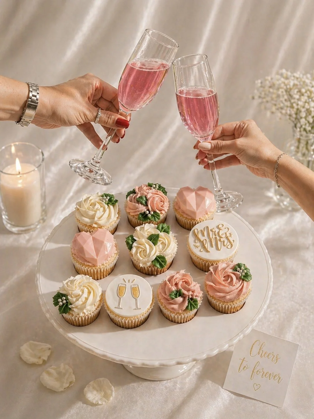 wedding cupcakes in Stockholm, elegant wedding cupcakes,  bridal shower cupcakes, custom wedding cupcakes in Stockholm