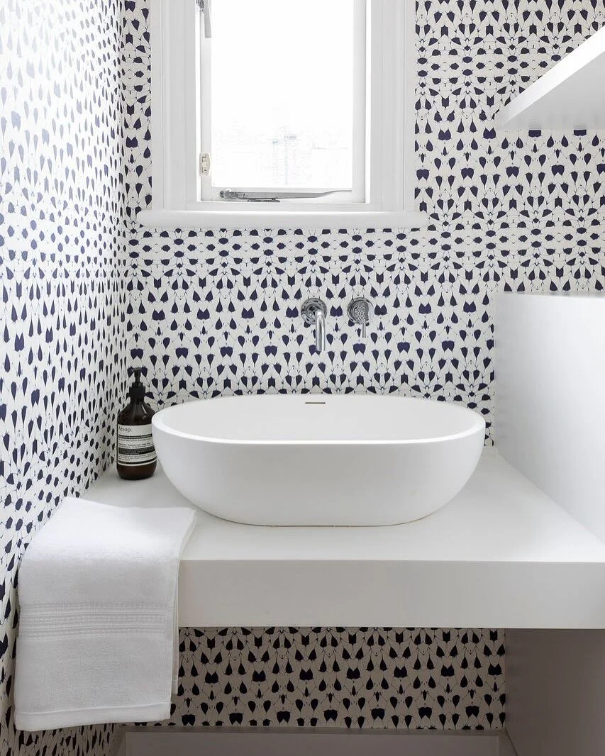 The smallest room in the house can be the room where you are the bravest with colour and pattern. In these downstairs loos we used wallpaper, patterned tiles, stronger paint colours and patterned tiles to inject interest into the space.

Which one is