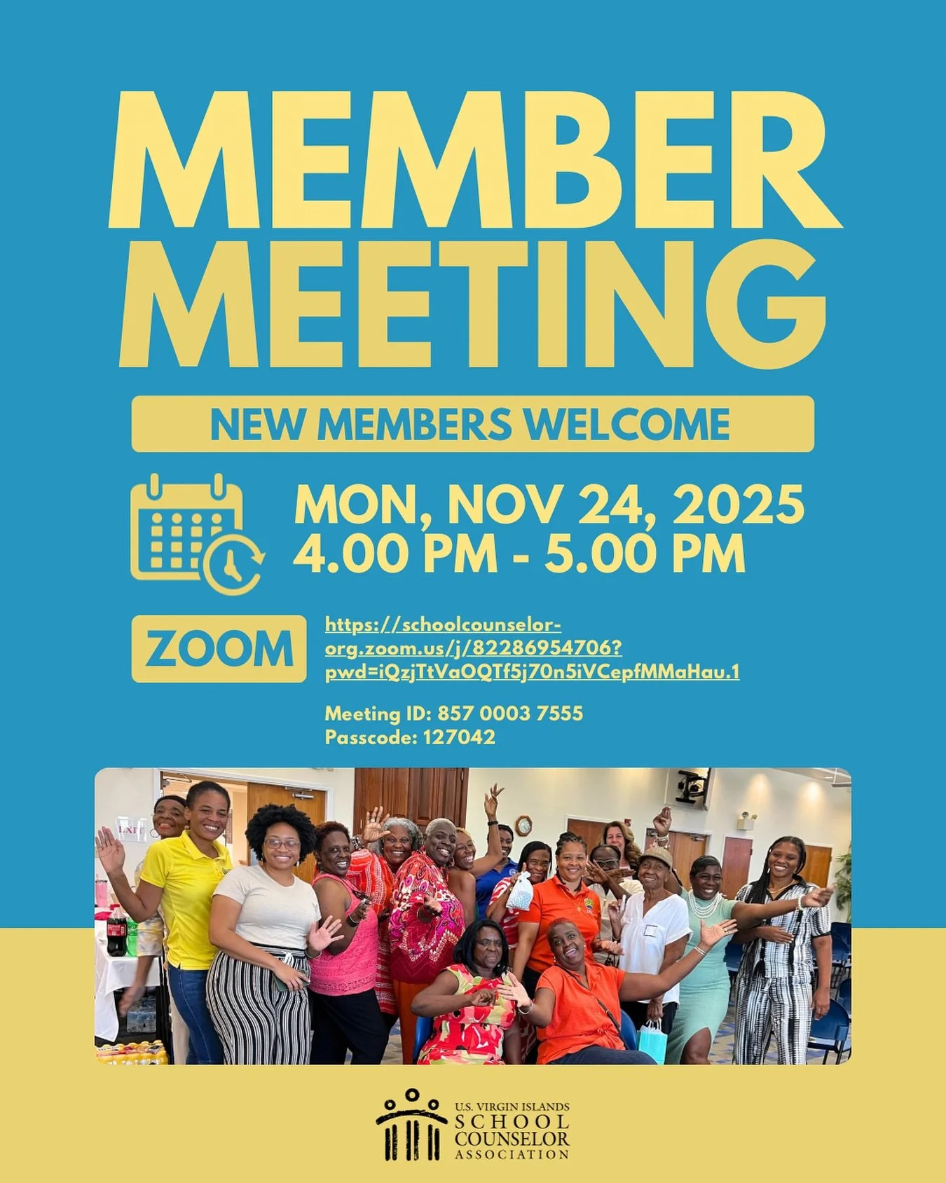 Join us for our next members meetings on Monday, November 24th at 4:00 on Zoom.

Zoom link: https://schoolcounselor-org.zoom.us/j/85700037555?pwd=KS5aihZpIaCFtucYbrdqlj0vOfqSLI.1