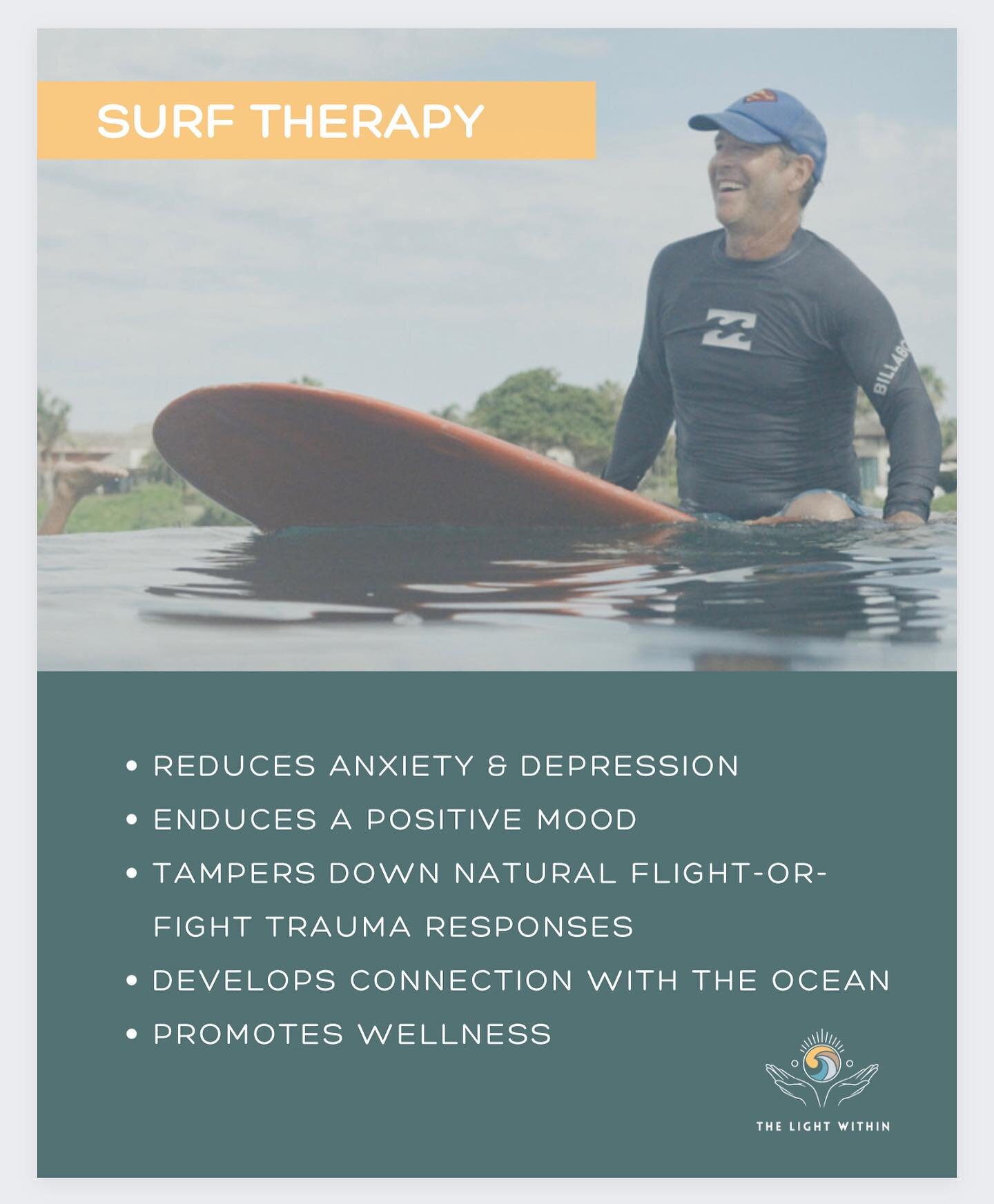 Surf therapy &mdash; as a form of outdoor / adventure therapy is recognized worldwide as a means of treating a variety of mental health issues. Our carefully curated programs include surf therapy combined with other holistic modalities such as hiking