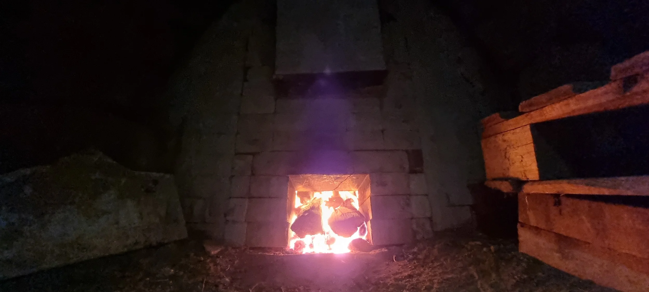 Helping with Nancy Fuller's Anagama firing,