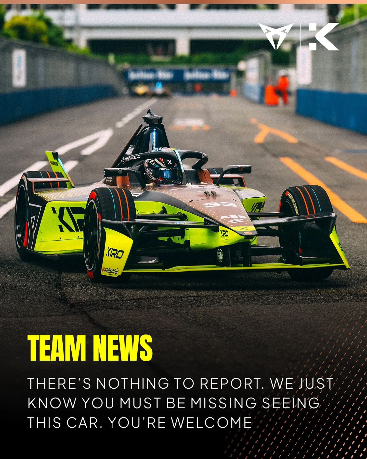 I guess the update should be that we haven’t rebranded (yet).
#FormulaE #CUPRAKIRO #KiroRaceCo #Motorsport #Racing