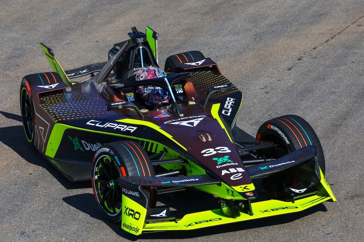 CUPRA KIRO Formula E driver, Dan Ticktum, on track at the 2025 São Paulo E-Prix as preparations build up to the 2026 Madrid E-Prix