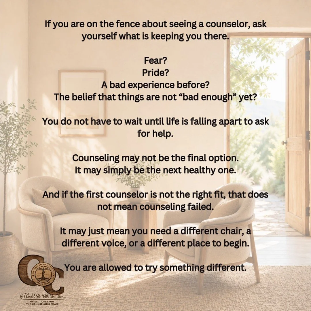 You do not have to wait until everything falls apart to try something to help you heal. 
#CounselingMatters #ItsOkayToNotBeOK #MentalHealthAwareness #TrySomethingDifferent #HealingStartsHere #YouAreNotAlone #ReflectionsFromTheCounselorsChair #Resilie