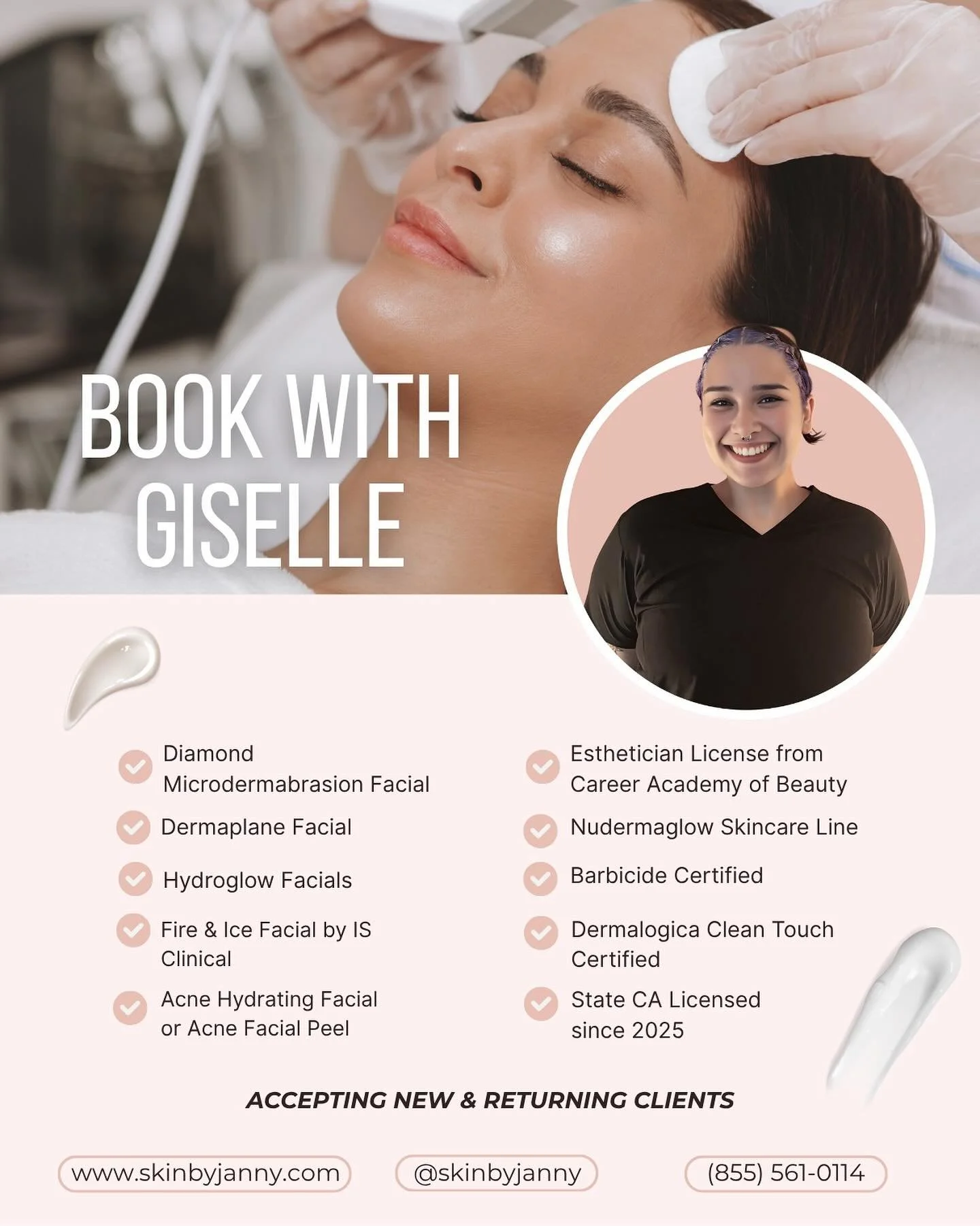 Say hello to Giselle! Our newest esthetician 🫶🏼❤️ You&rsquo;ll love her facials! I do 😊