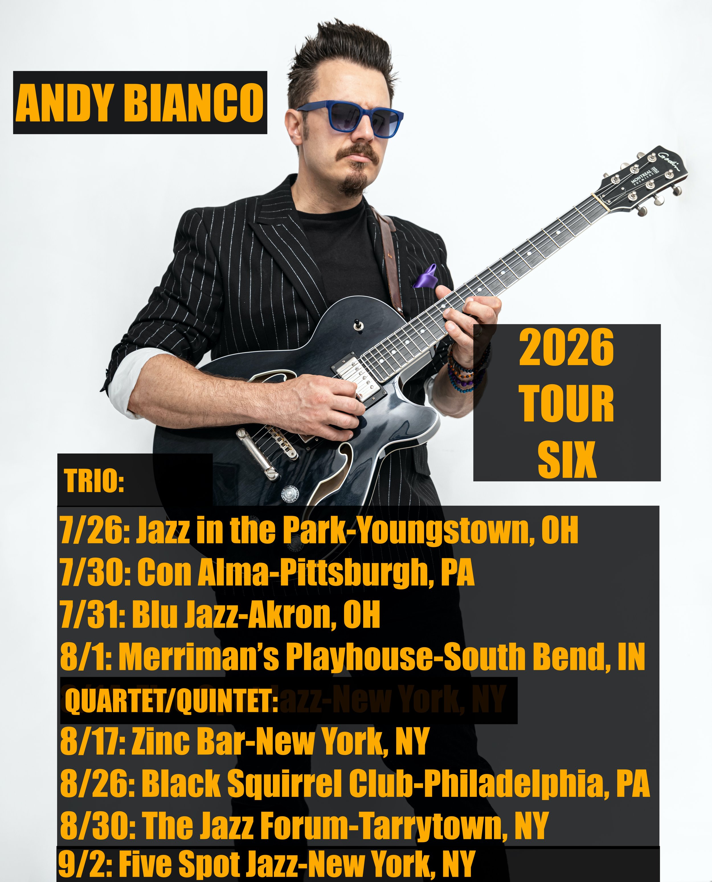 Andy Bianco 2026 Tour 6 starts next Sunday 7/26 in Youngstown, OH!