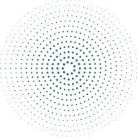 A digital visualization of a concentric circle pattern made up of small dots on a black background.