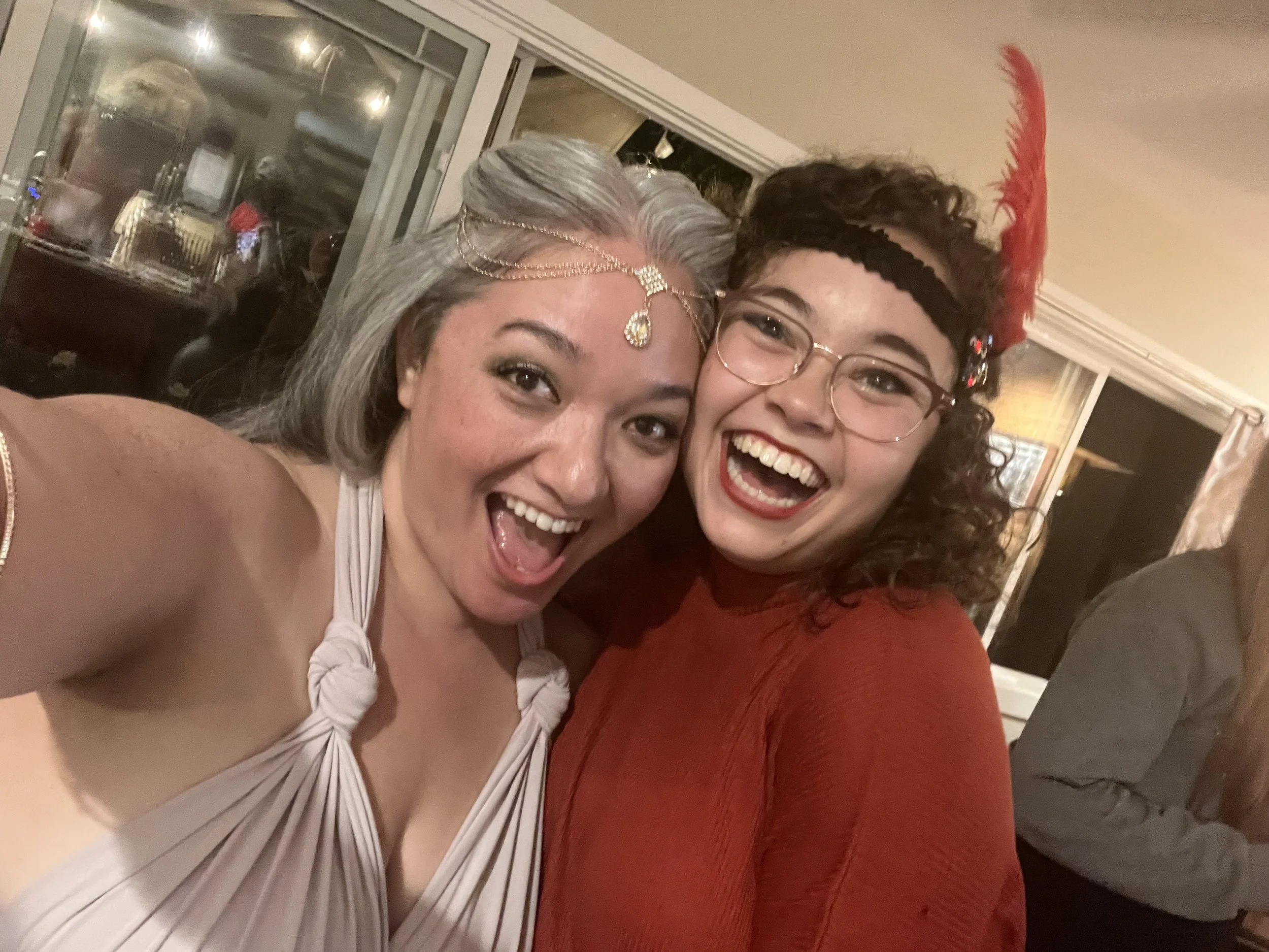 Costume party with theatre actors Cassie and Karese from WAITRESS the Broadway musical.