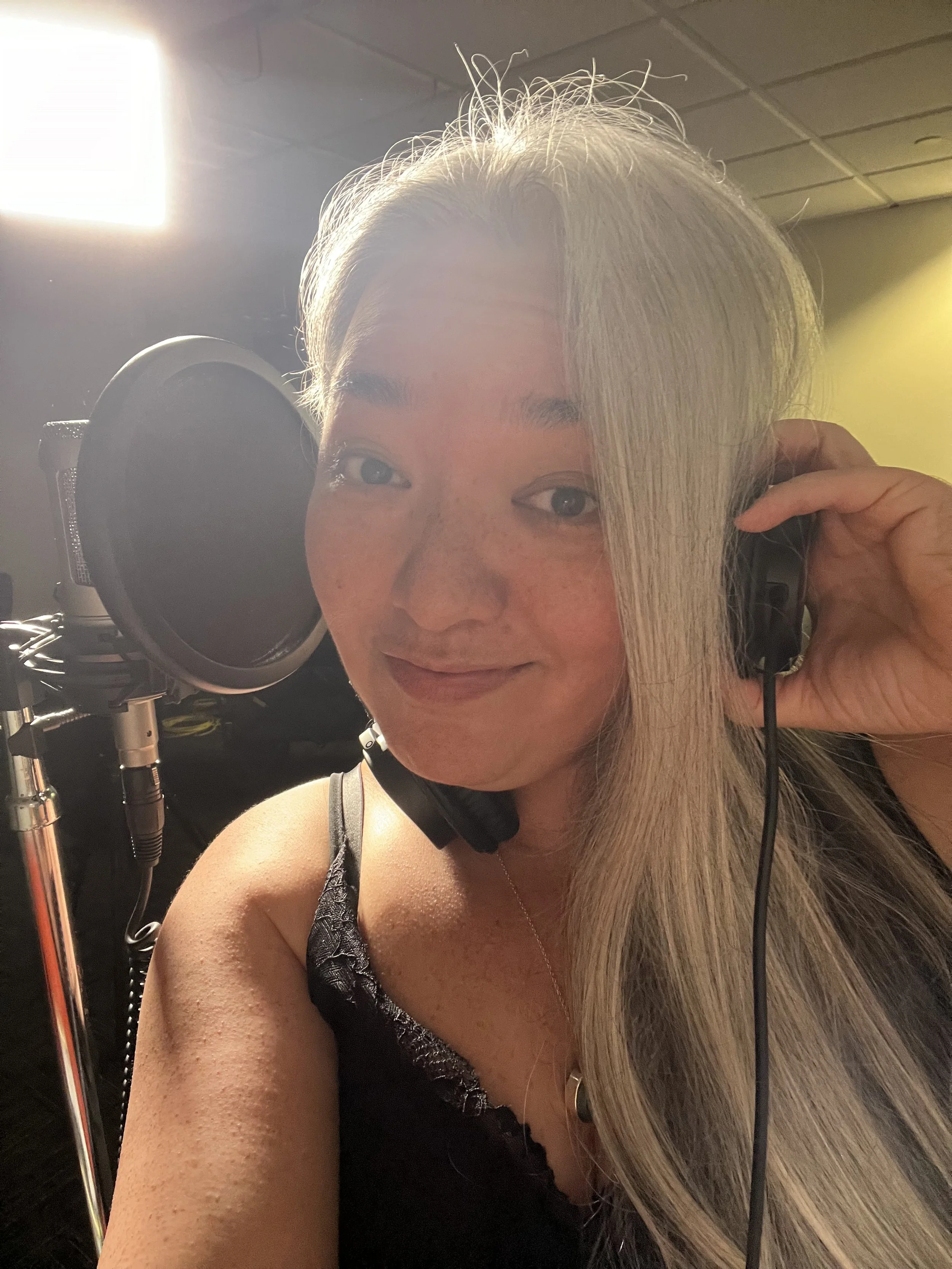 Recording for retainer voiceover client in studio. Hawaii voiceover artist.