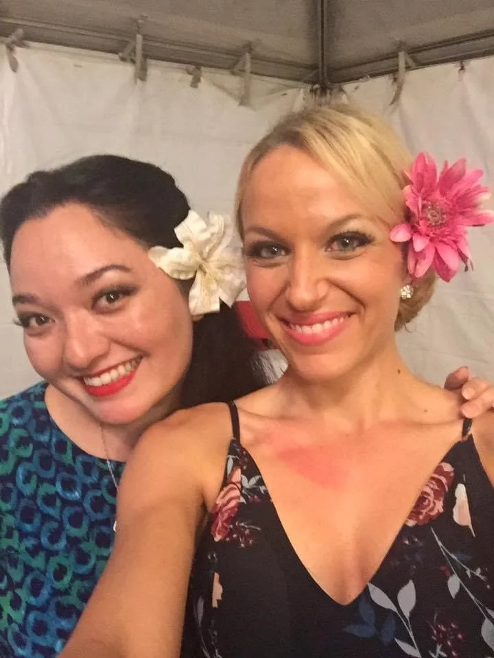 Hawaii singers, Cassie Favreau-Chung and Jody Bill about to sing for "FROM HERE TO ETERNITY" by Sir Tim Rice on Waikiki Beach in Honolulu, Hawaii.