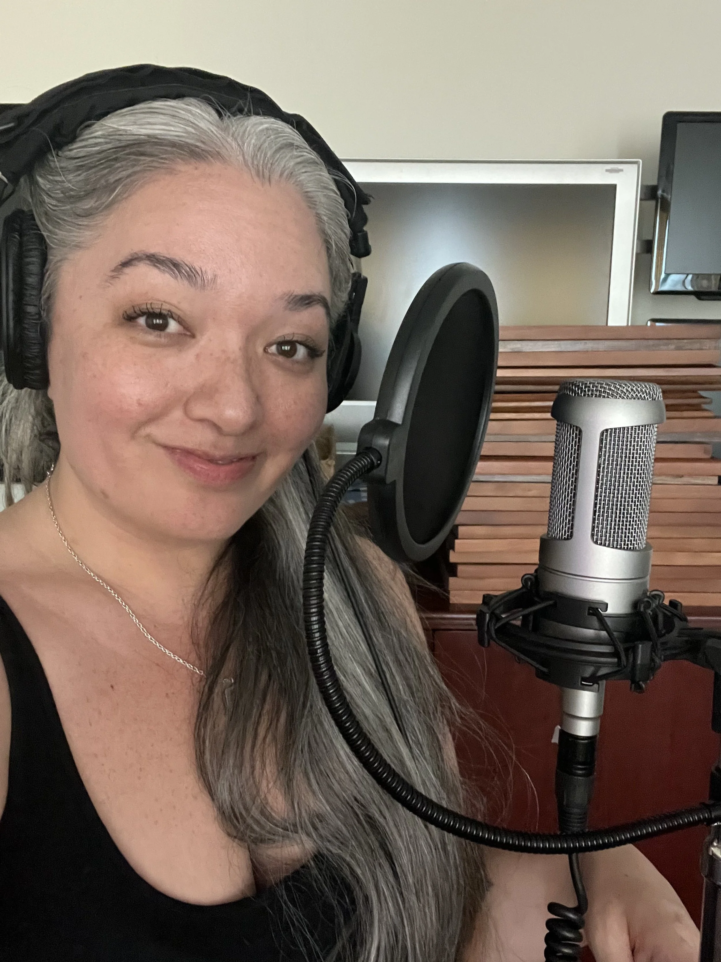 Recording for retainer voiceover client in studio. Hawaii voiceover artist.