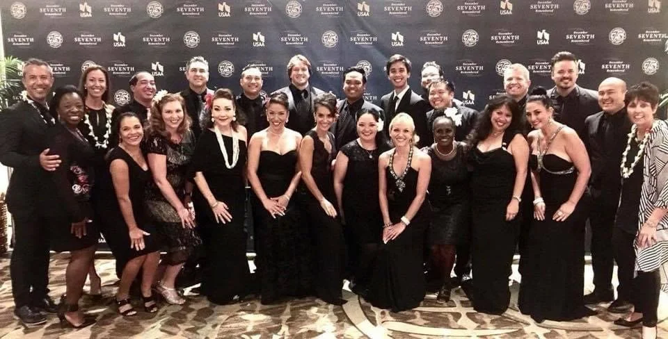 Hawaii singers take a cast photo in "FROM HERE TO ETERNITY" by Sir Tim Rice at the Hilton Hawaiian Village in Honolulu, Hawaii.