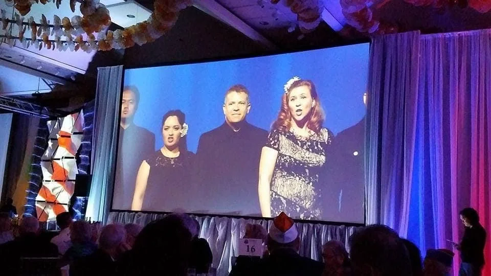 Hawaii singers performing onstage in "FROM HERE TO ETERNITY" by Sir Tim Rice at the Hilton Hawaiian Village in Honolulu, Hawaii.
