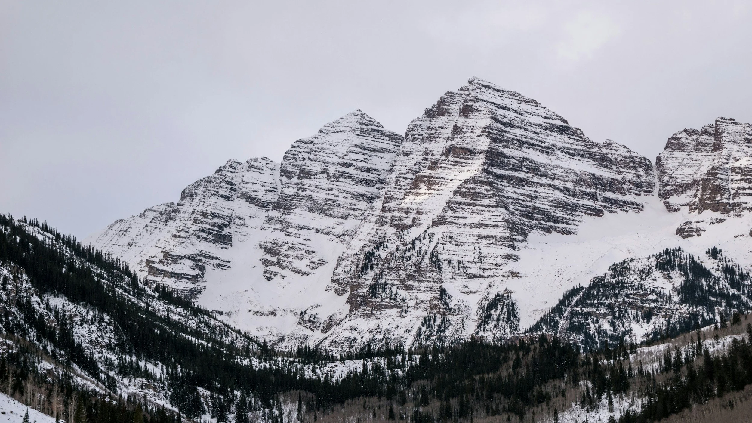 snowy maroon bells