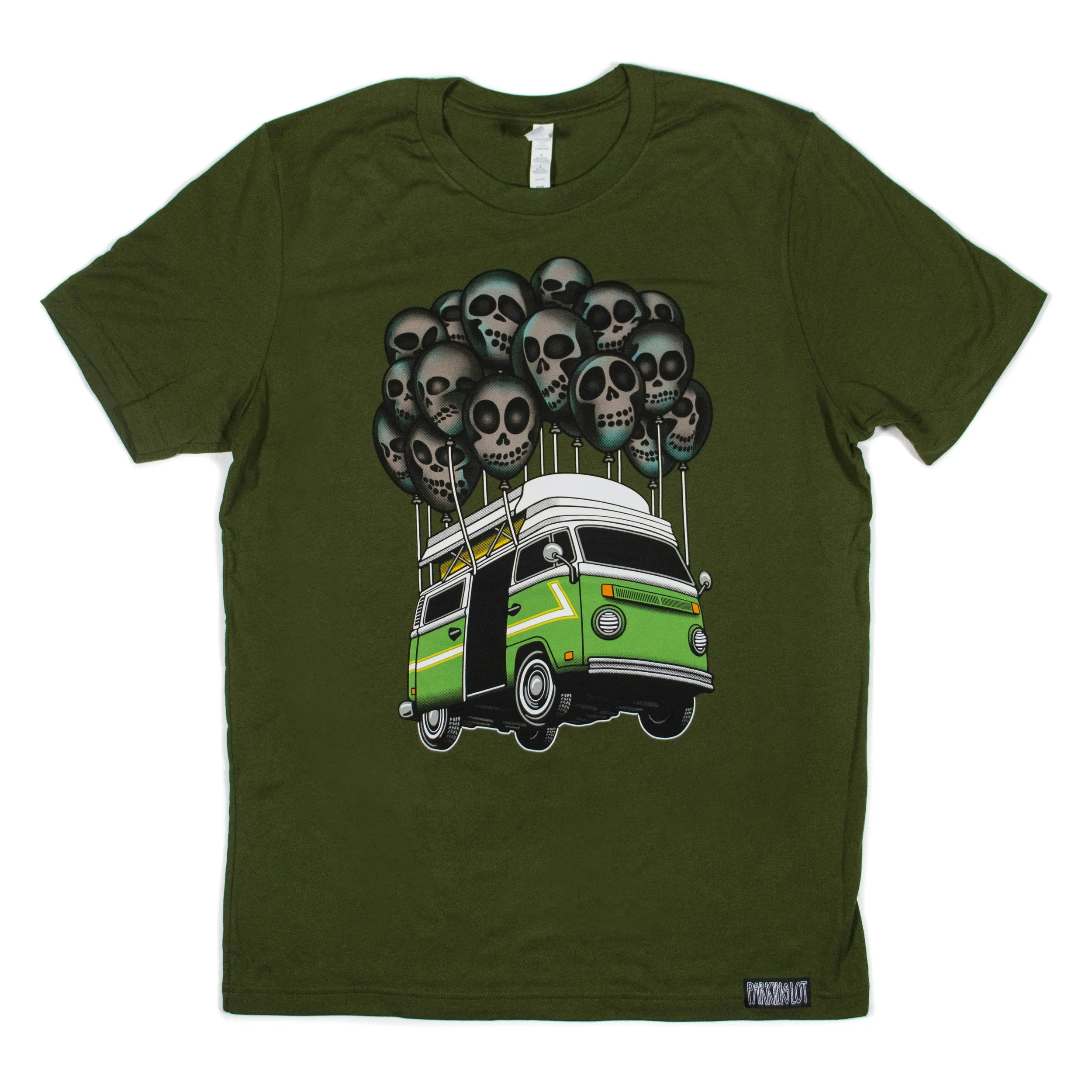 'SNODGRASS FLYING BUS' T-SHIRT - OLIVE GREEN {BELLA AND CANVAS}