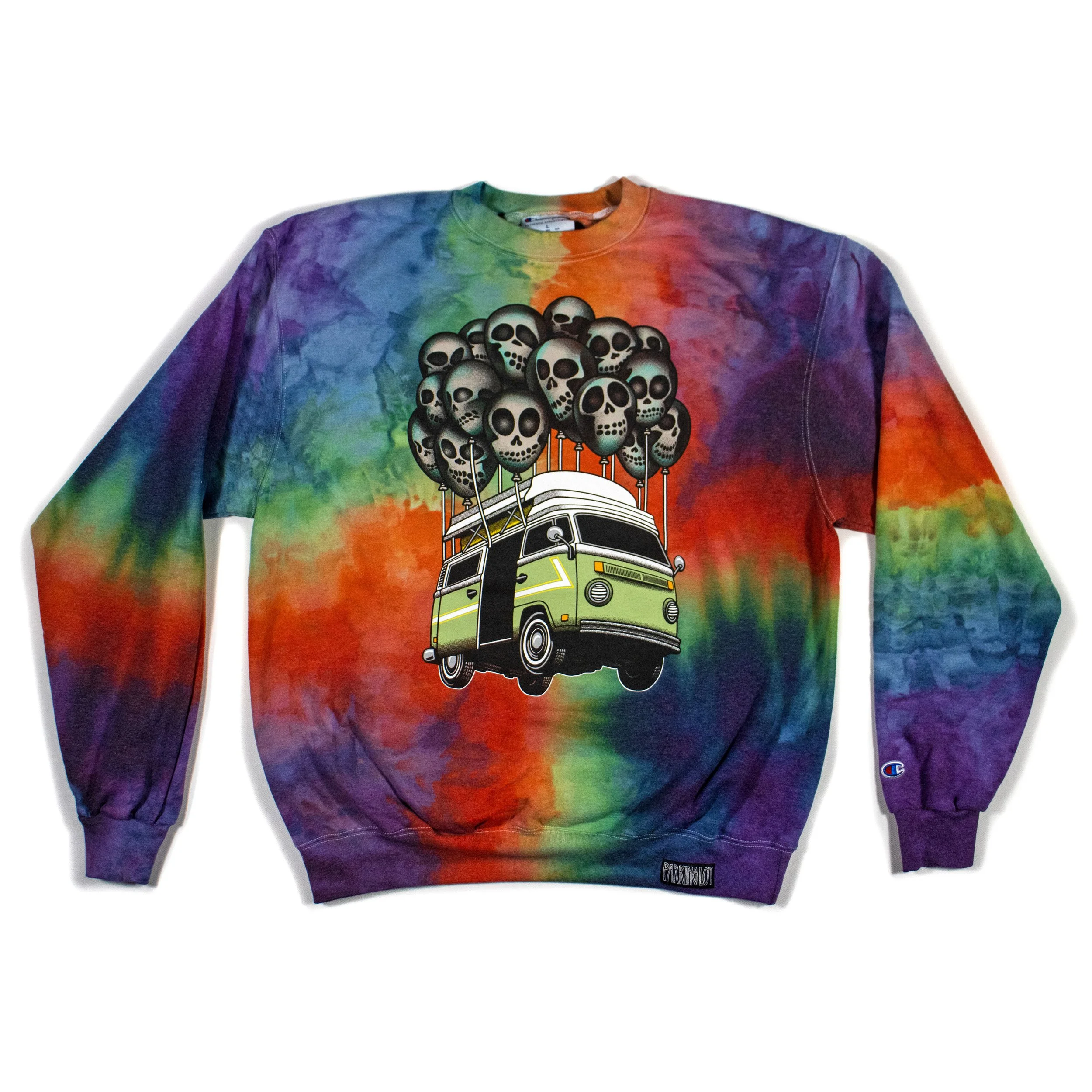 'SNODGRASS FLYING BUS' CHAMPION CREWNECK SWEATSHIRT {HAND DYED}