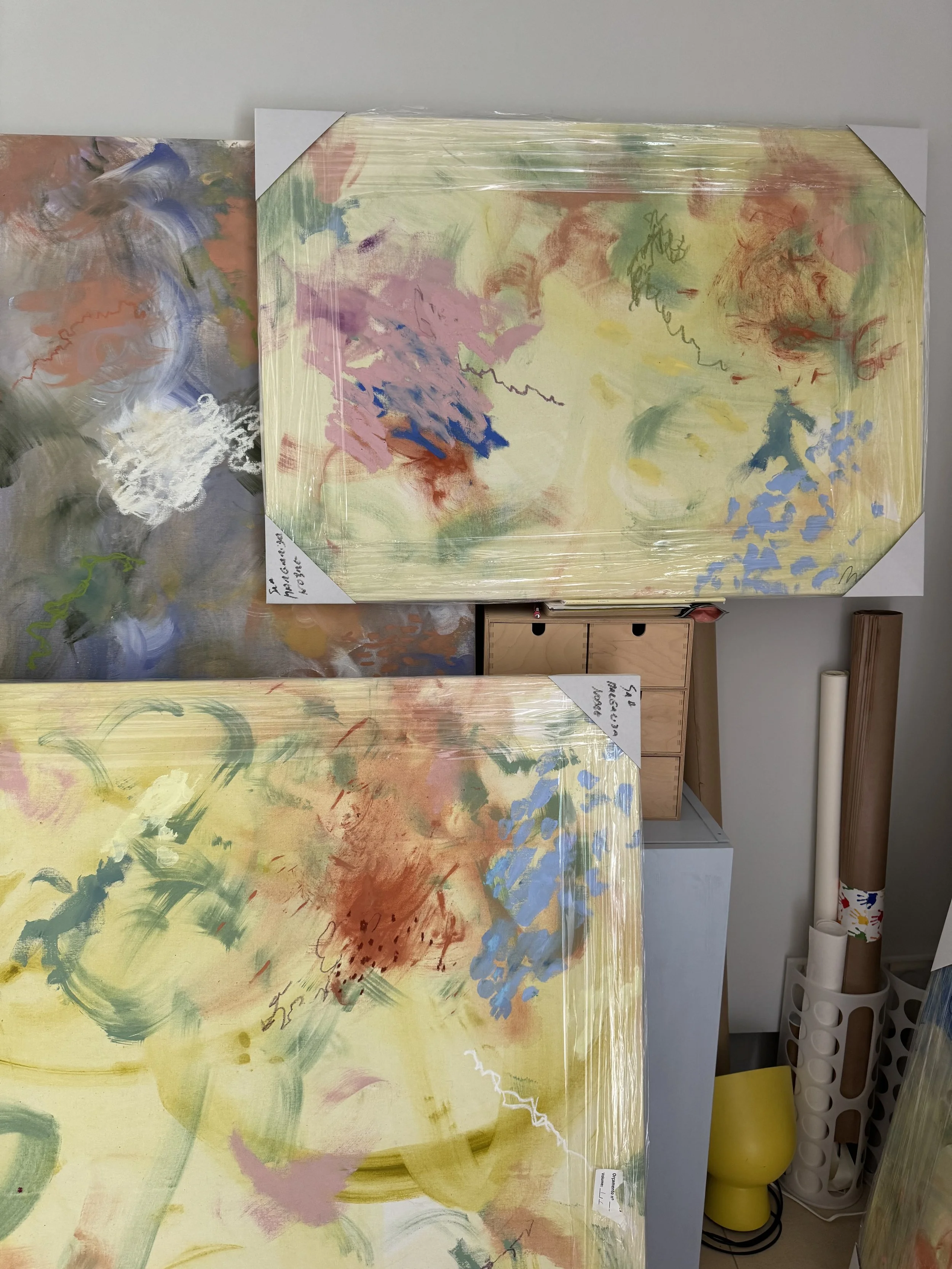 Inspirare II, yellow abstract painting by Margarida Nobre