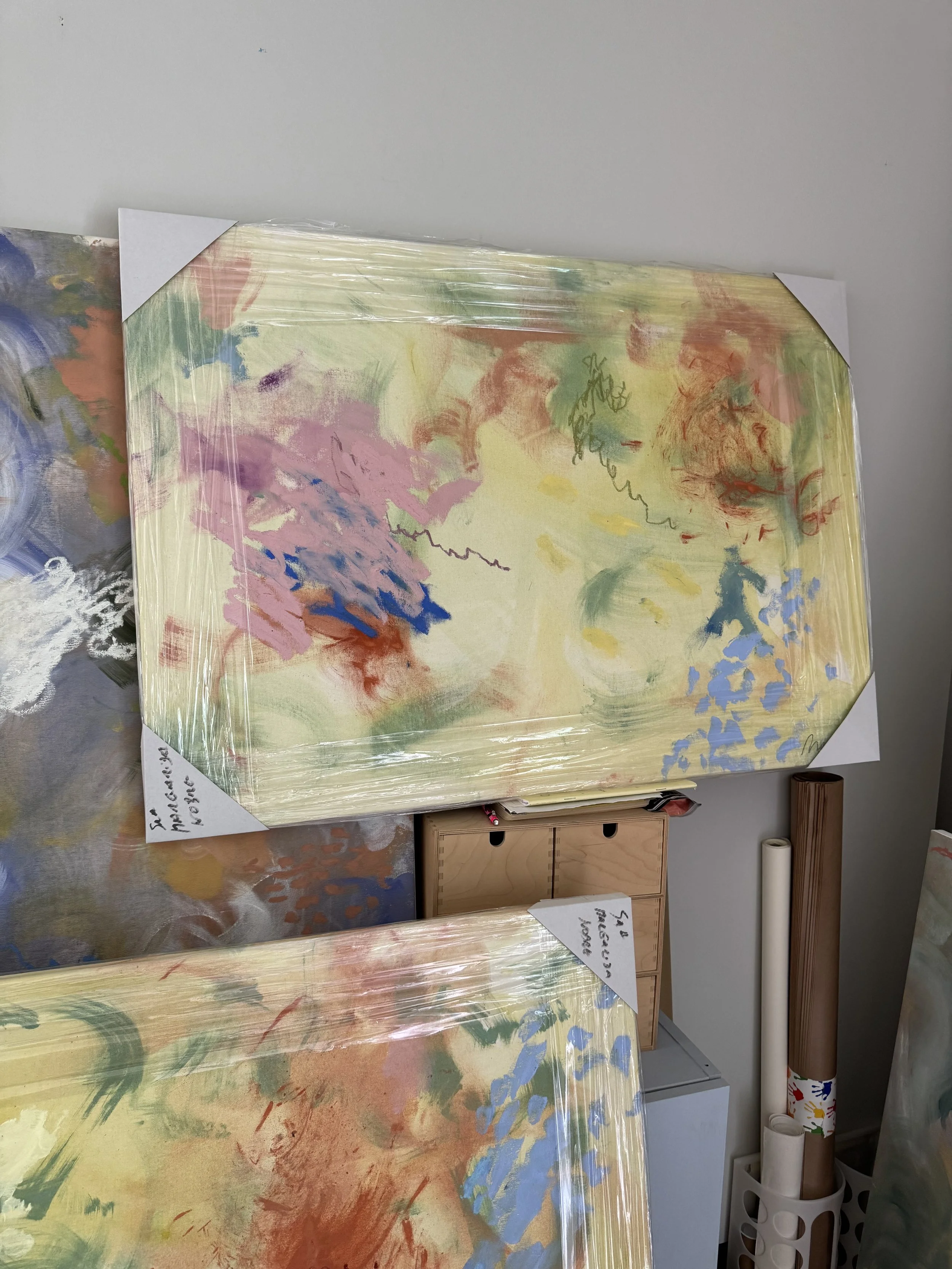 Inspirare II, yellow abstract painting by Margarida Nobre