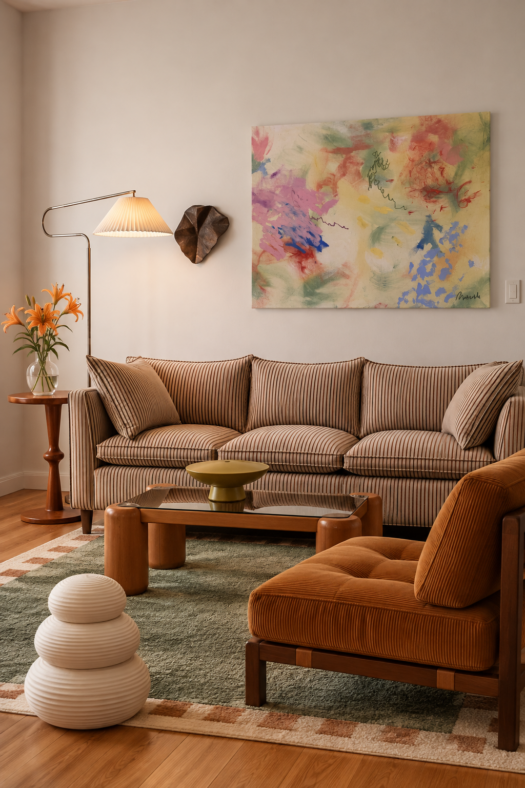 Warm Living Room with Abstract Canvas.png