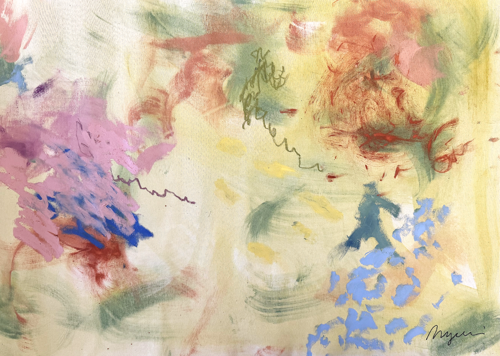 Inspirare II, yellow abstract painting by Margarida Nobre