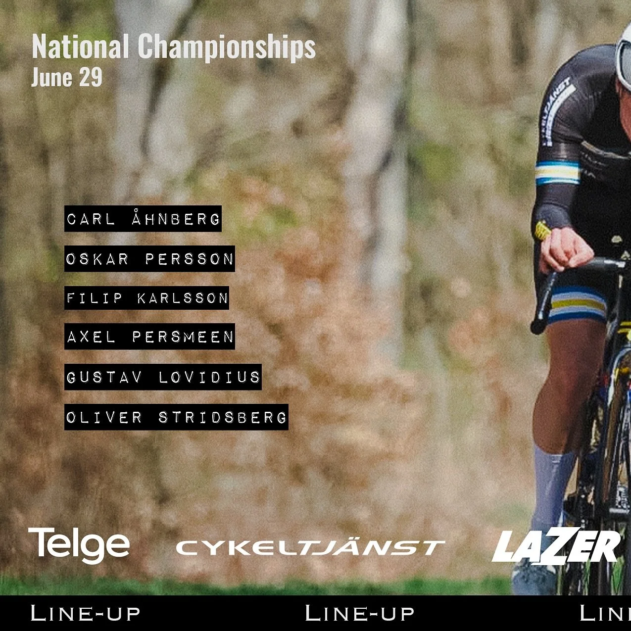 11:00 marks the grand departure &mdash; 200 km on a flat but windy course. Tobias Stridsberg is out with a broken hand; we wish him a speedy recovery.

#swecycling #teamwork #cyclinglife #UseYourHead #lazer #athletedevelopment