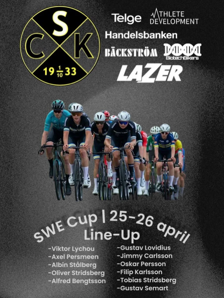 Vi laddar upp inf&ouml;r en ny t&auml;vlingshelg med premi&auml;r i SWE Cup.

L&ouml;rdagen inleds med klassiska Kinnekulle, och helgen avslutas med J&ouml;nk&ouml;pingslinjet.

Vi &auml;r redo och siktar p&aring; fina resultat b&aring;da dagarna. 🚴