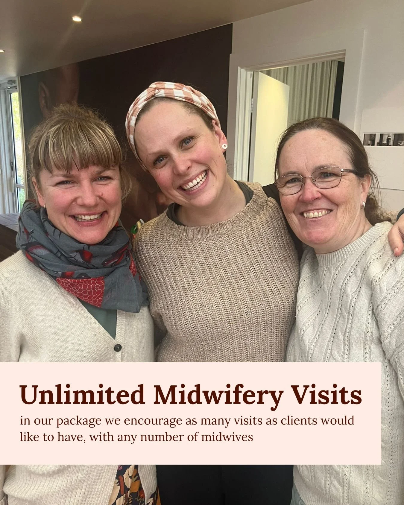 Midwives Kelly, Bridget and Marita popping in to remind you that this is what individualised care can look like. 

Some families want extra reassurance visits, more visits to dive into the psychosocial changes during this time or multiple visits with