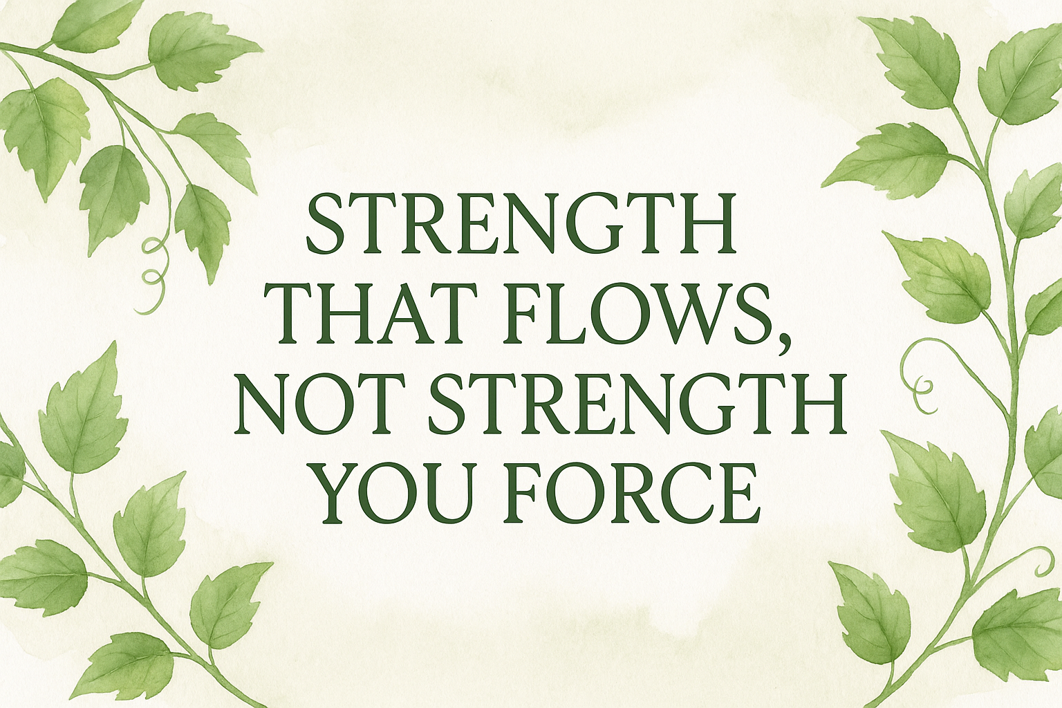 Strength That Flows, Not Strength You Force
