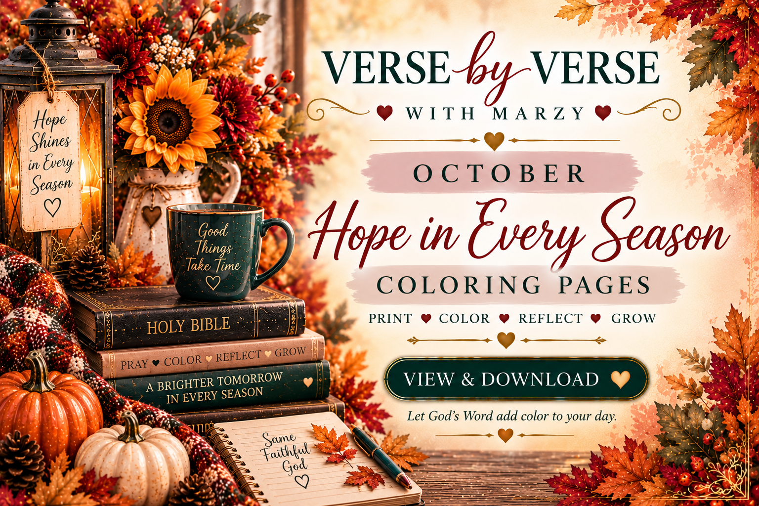 October verse and journal coloring pages