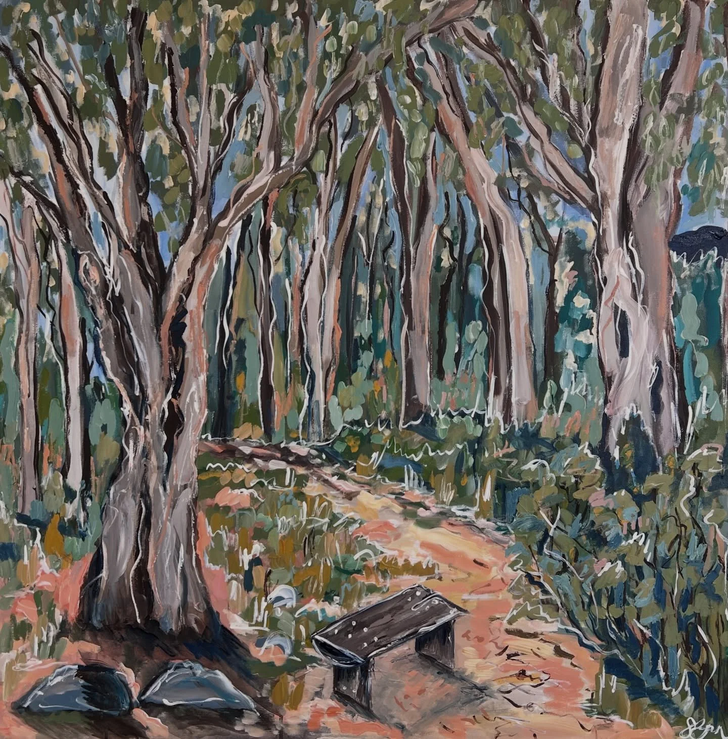 A commission from early December. This duo had been in the works since June when I visited the site where Stacey and her husband had their beautiful bushland wedding a few years ago. These two paintings were a special anniversary surprise! I absolute