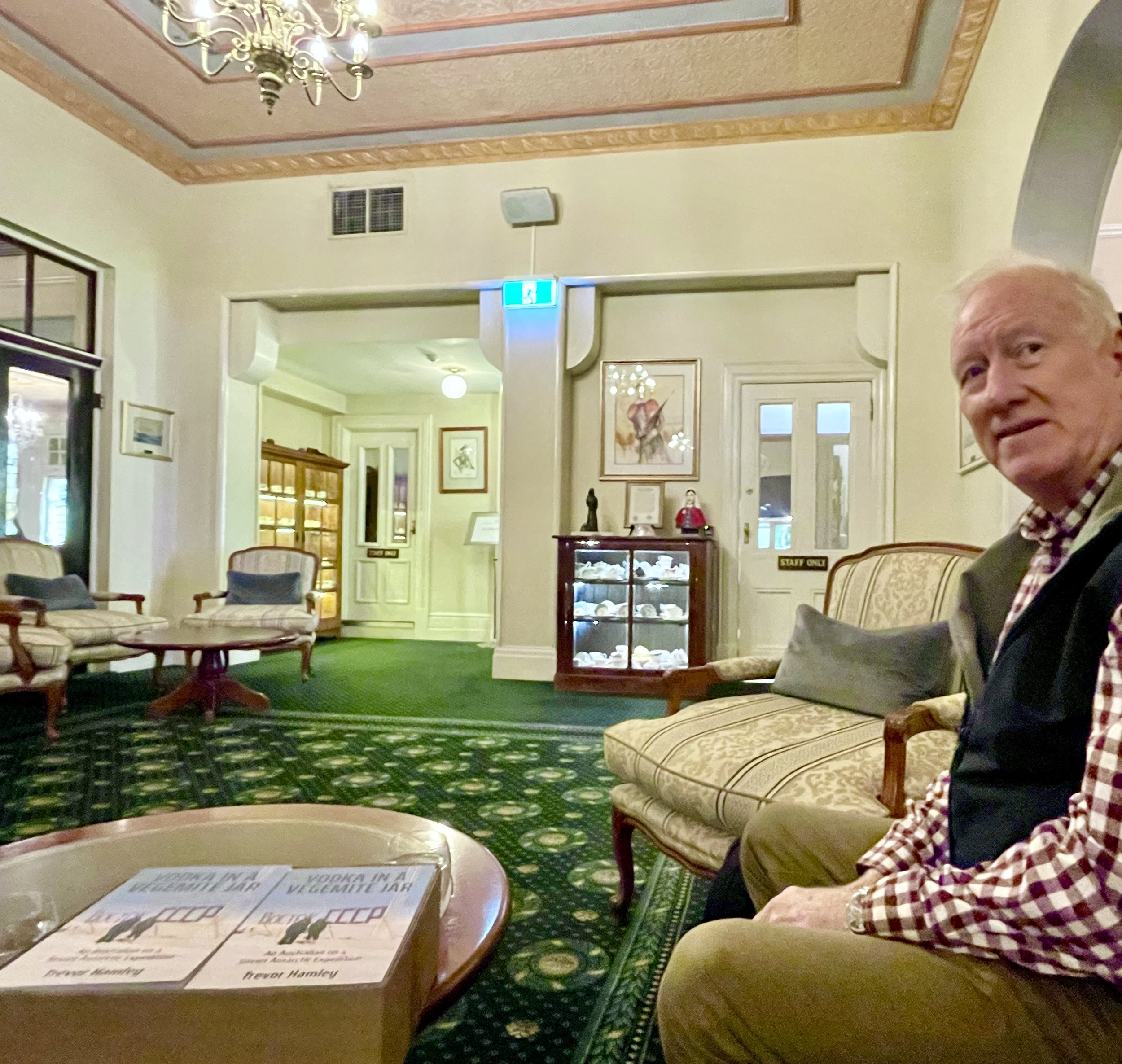 Waiting to address 80 members of Brisbane Probus at United Service Club in Wickham Tce.