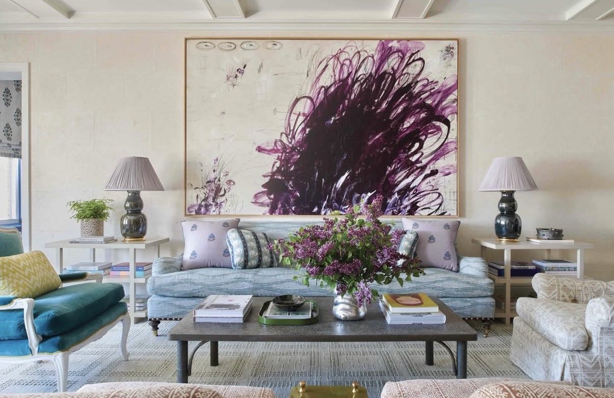 "Aubergine" 2021, 72" x 108", featured in Frederic Magazine, Winter 2026 (Issue XIX). Interior by: Ashley Whittaker and Alexander Wilson. Photo by: Max Kim-Bee
