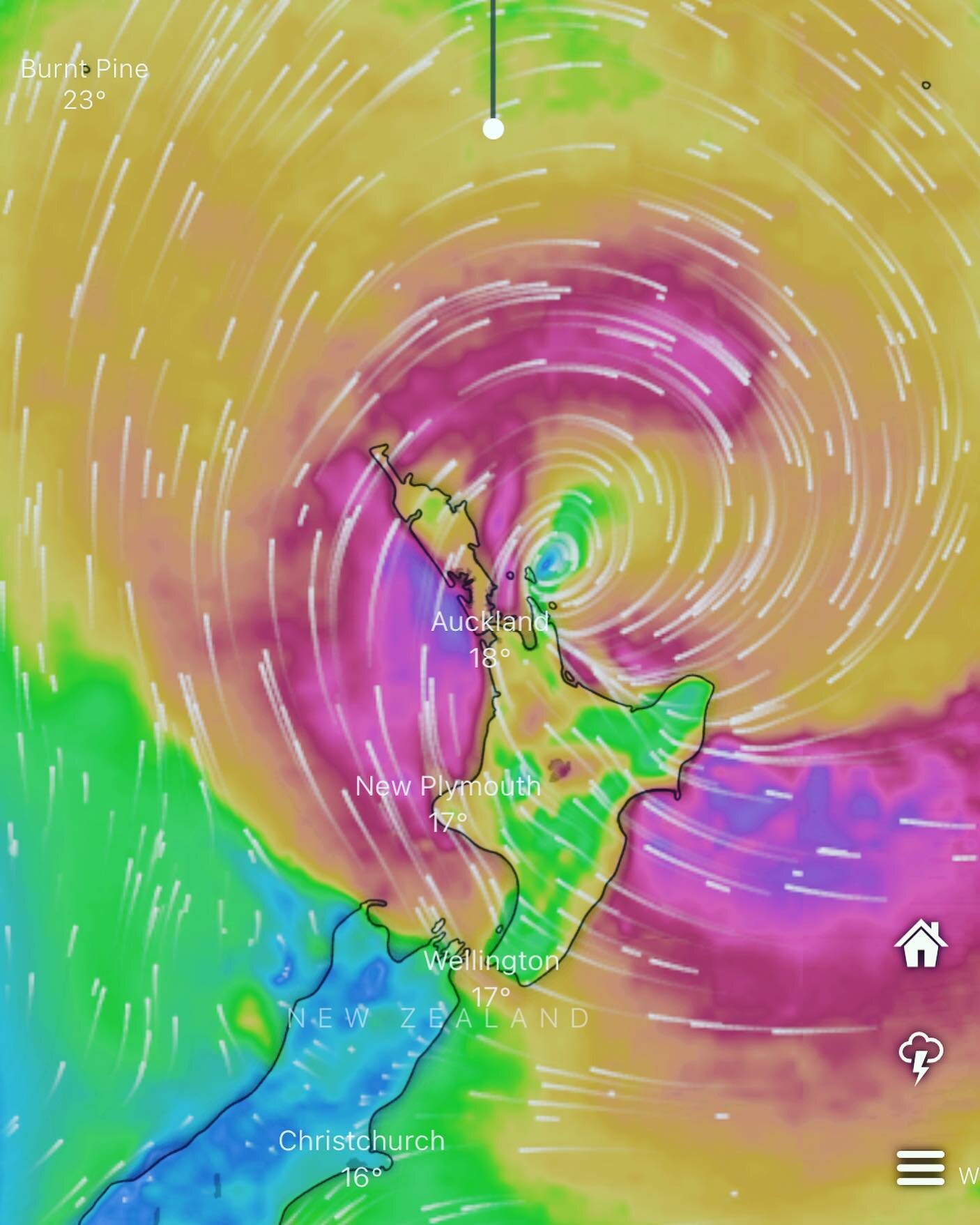 10.31 pm on the Windy app - we&rsquo;ve lost power - I&rsquo;ve just turned the generator off for the night - it will be an interesting night ahead - God bless guys